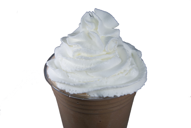 Dark chocolate frappe topped with whipped cream