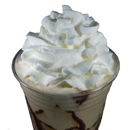 Shoaff shake with chocolate around the cup and whipped cream