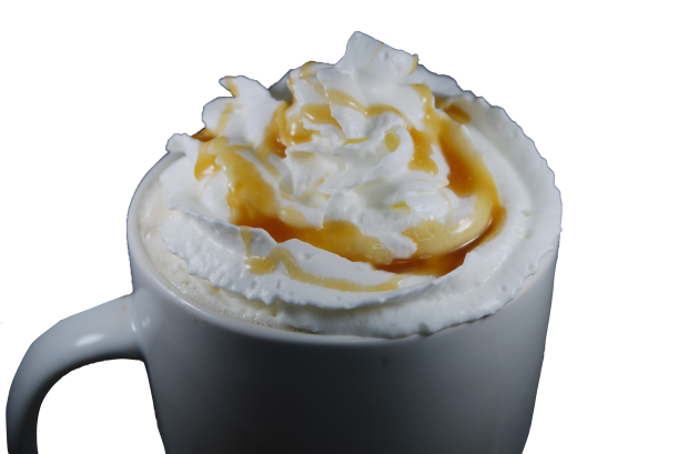 Mug with whipped cream and caramel